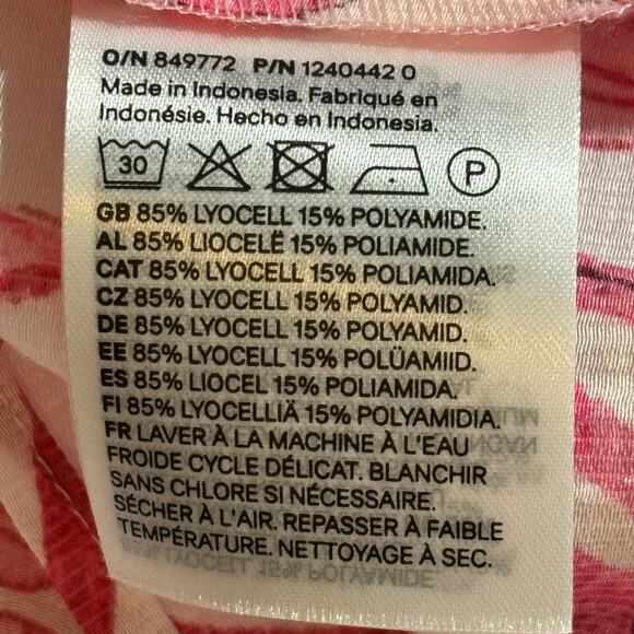 H&M Women's Size Medium Pink Floral Summer Tropical Off Shoulder Tube Blouse Top - Picture 4 of 10